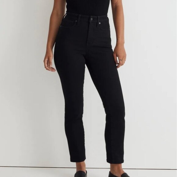 NWT Madewell Women's Sz 26 Stovepipe Jeans Black Rinse Wash Stretch NM217 - Picture 1 of 10